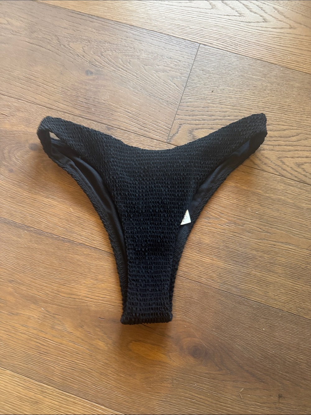 Hollister Black Textured High-Cut Bikini Bottom